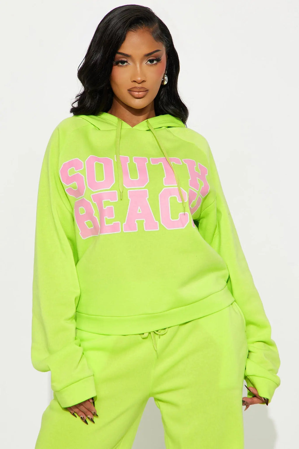 Coastal Chill Hoodie Pant Set - Lime 