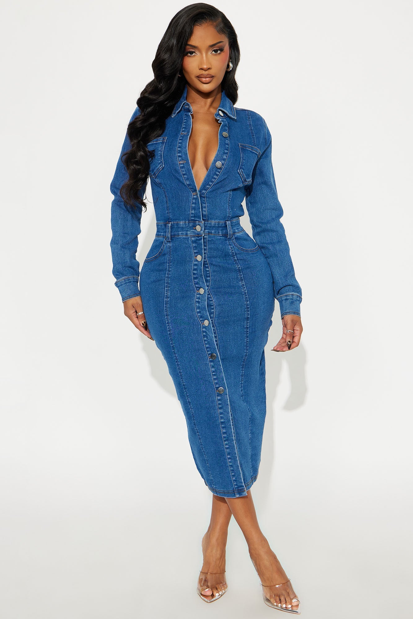 Pressure On Denim Midi Dress - Dark Denim