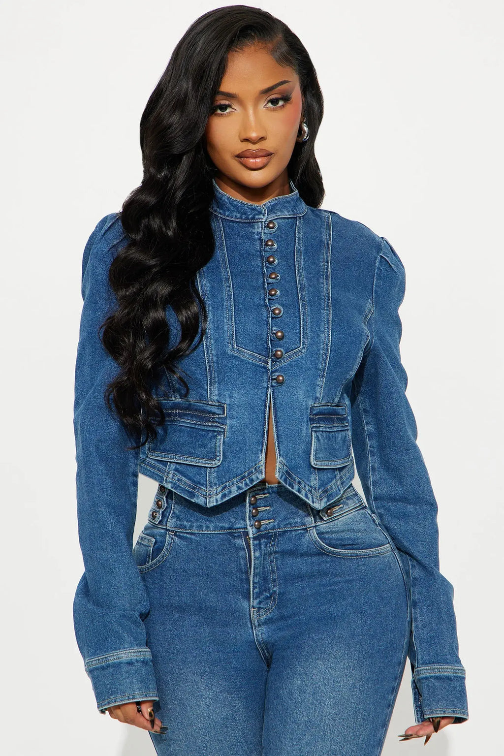 Jocelyn Denim Pant Set - Medium Wash 