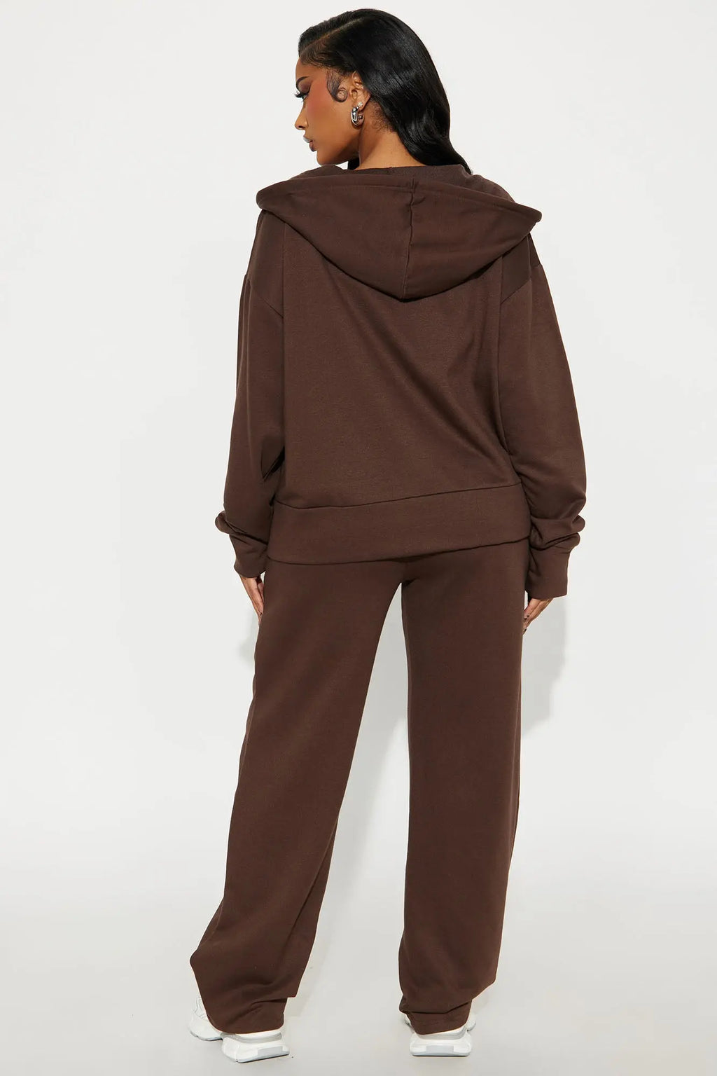 Brooke Oversized Zip Up Fleece Pant Set - Chocolate 