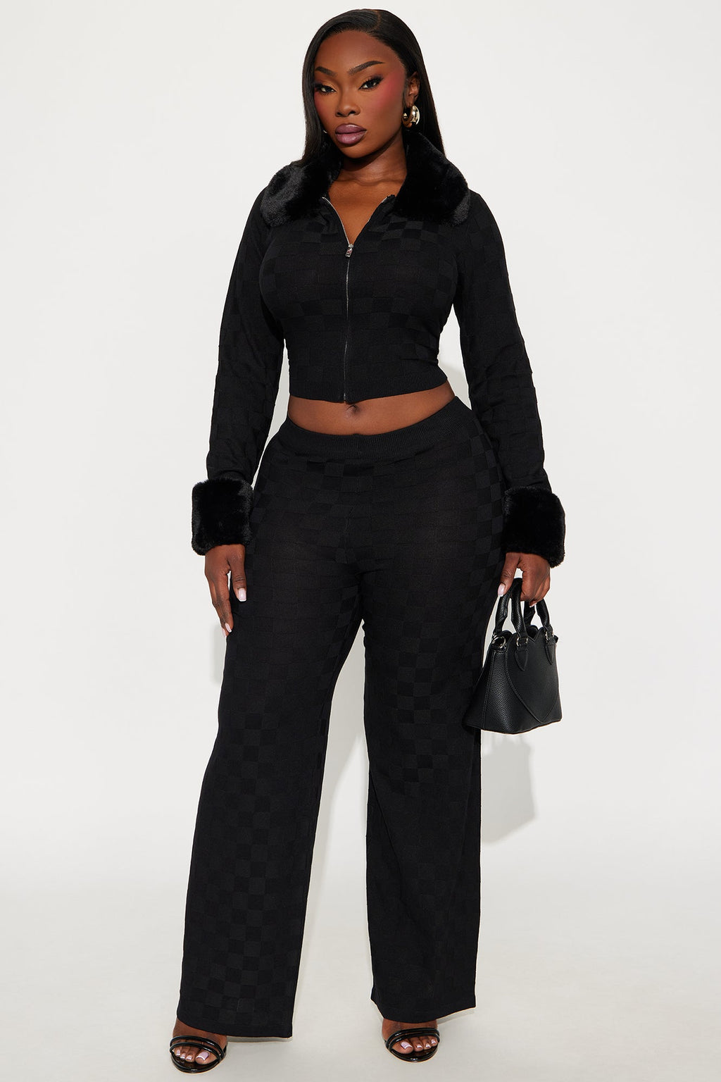 Cuffing Season Sweater Pant Set - Black 