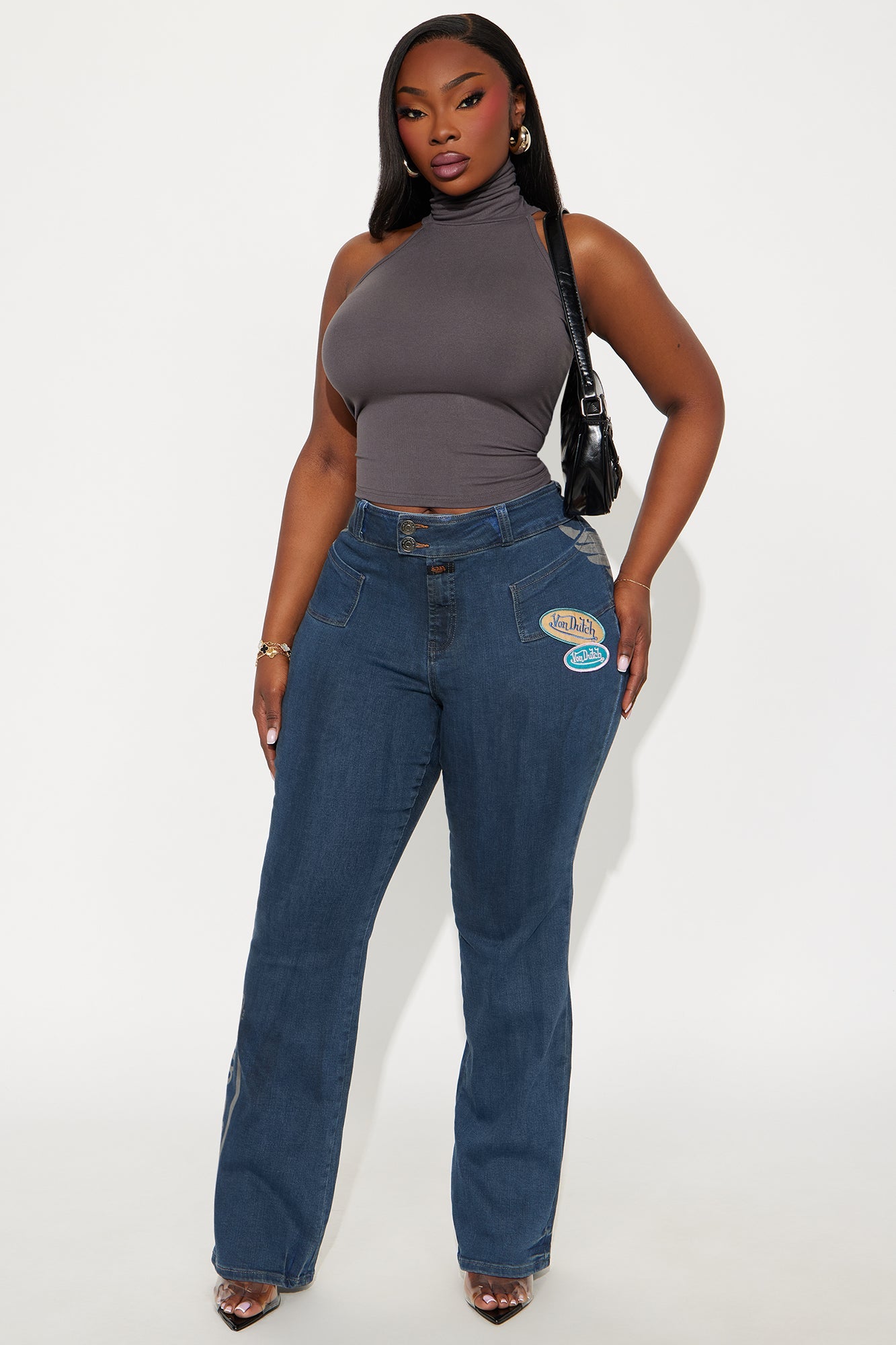 Von Dutch Wings Low Rise Bootcut Jeans - Medium Wash