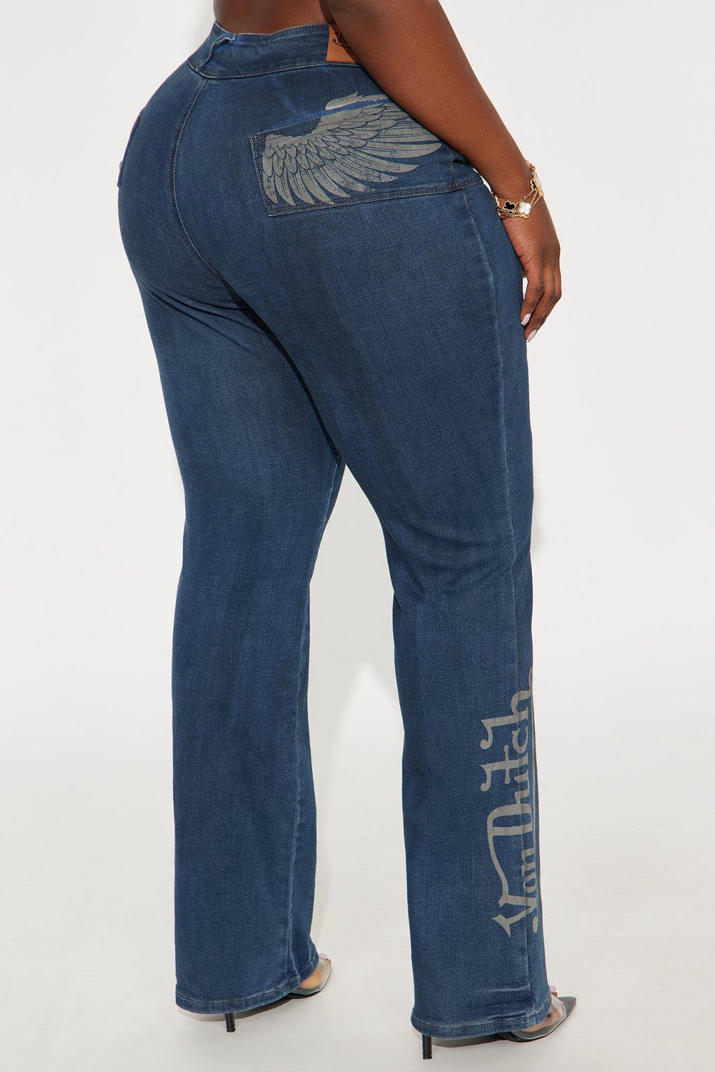 Von Dutch Wings Low Rise Bootcut Jeans - Medium Wash