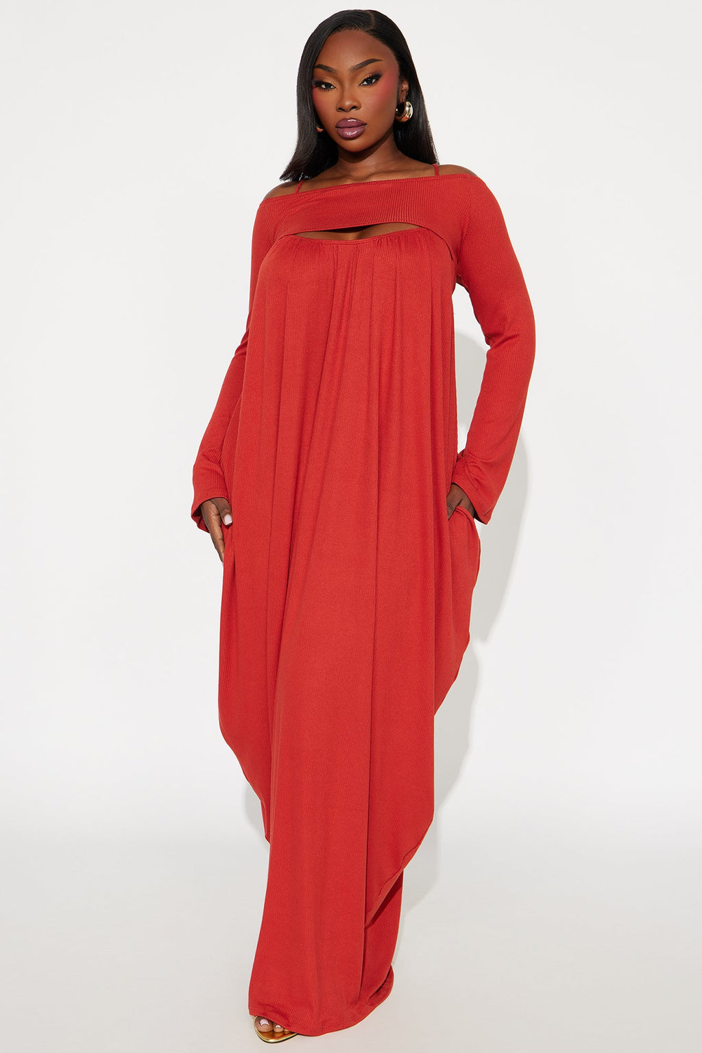 Between Us Maxi Dress Set - Rust