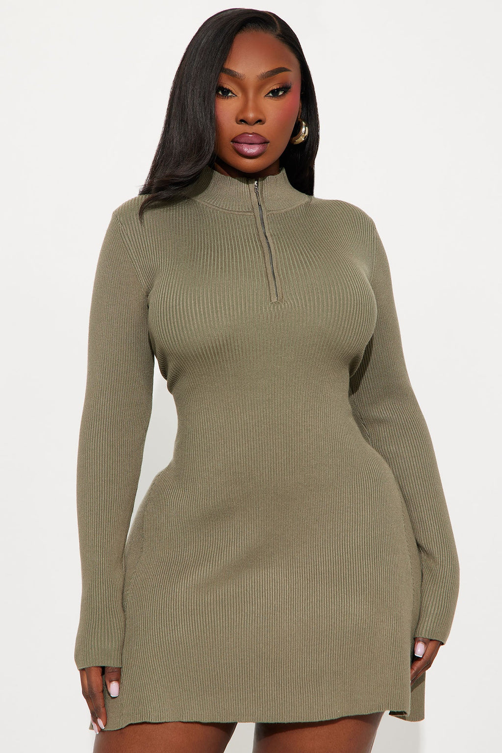 Shelby Sweater Mini Dress - Olive