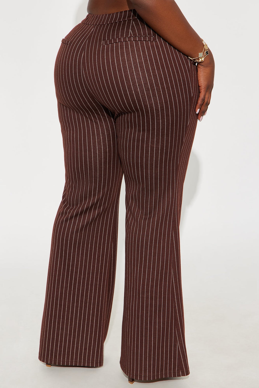 Nadine Pinstripe Stretch Flare Pant 33″ - Brown