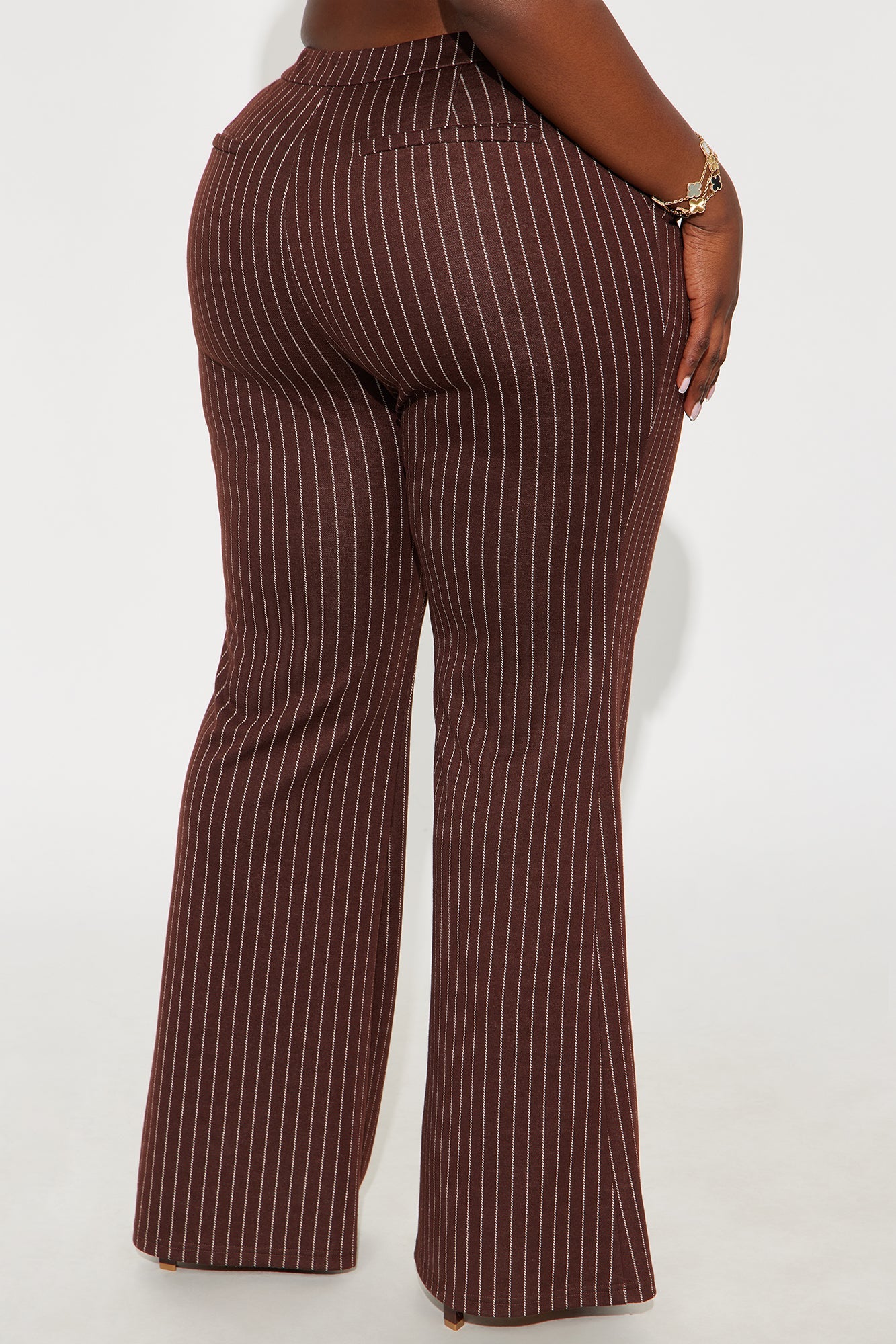 Nadine Pinstripe Stretch Flare Pant 33″ - Brown