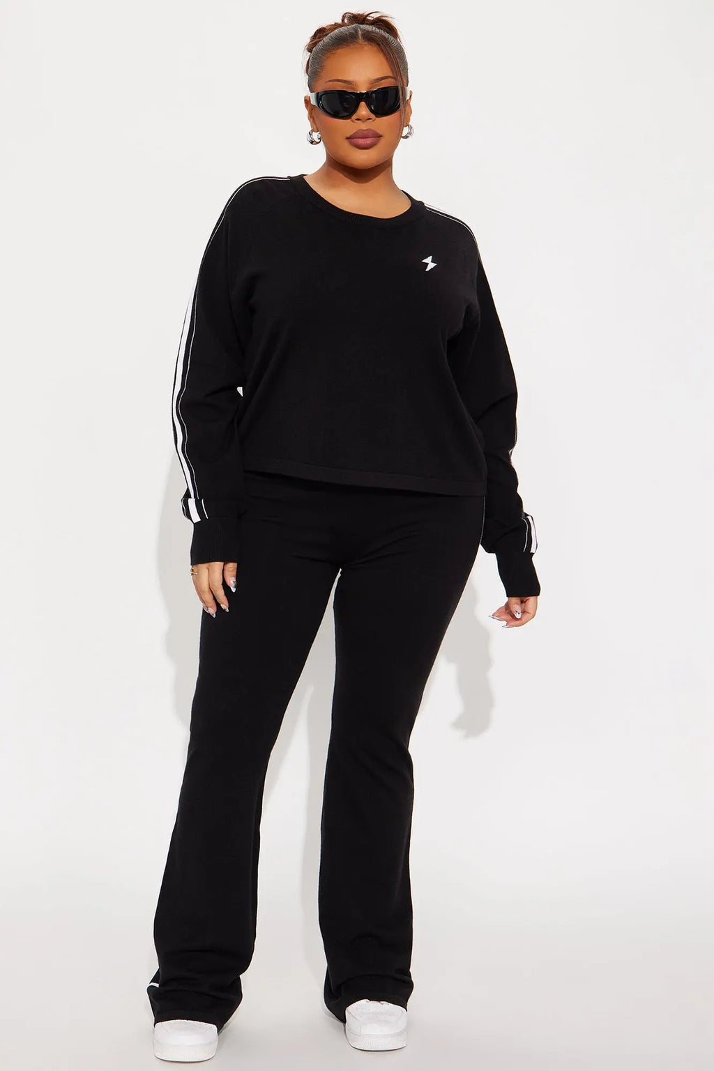 Feeling Electric Sweater Pant Set - Black 