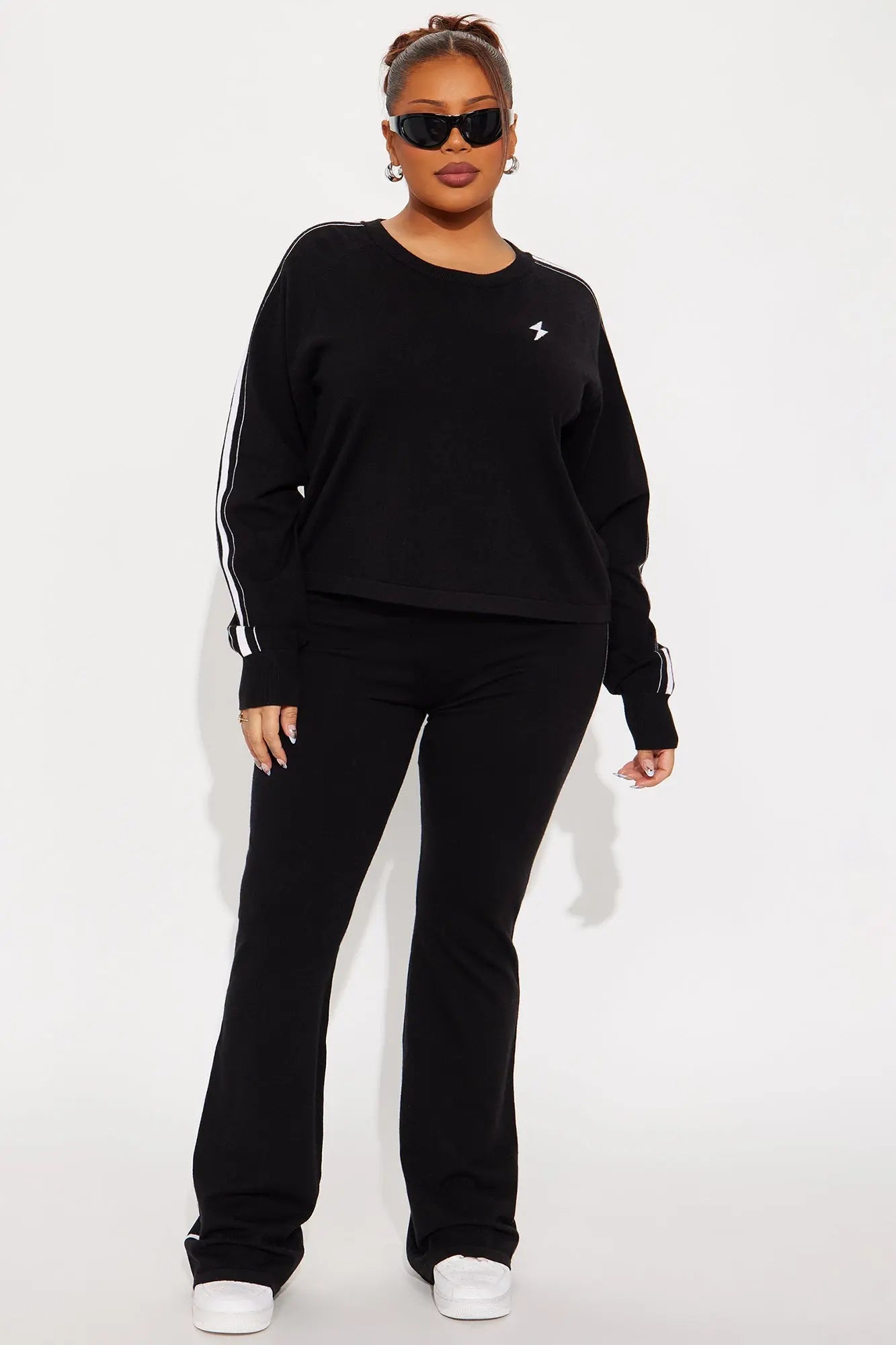 Feeling Electric Sweater Pant Set - Black 