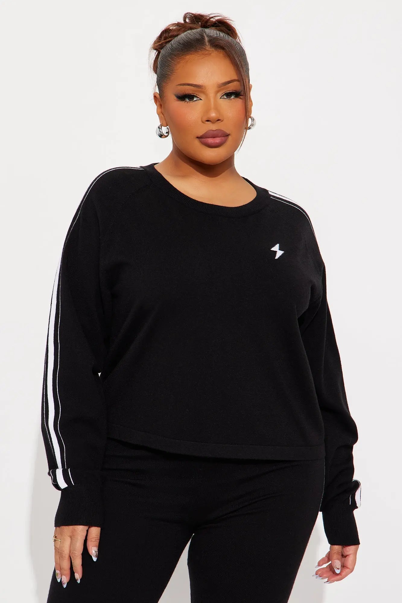 Feeling Electric Sweater Pant Set - Black 