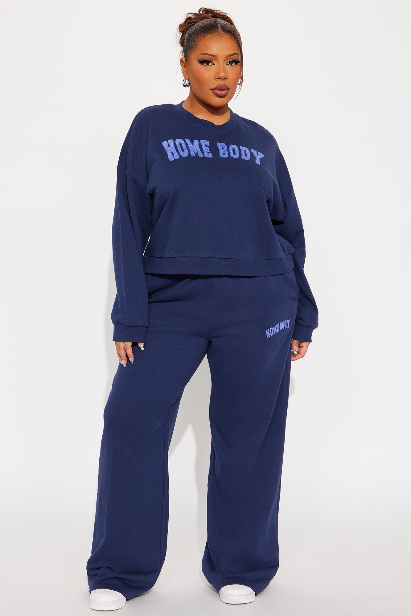 Home Body Embroidered Pant Set - Navy 