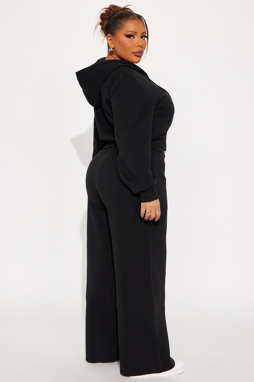 Charlie Fleece Zip Up Pant Set - Black