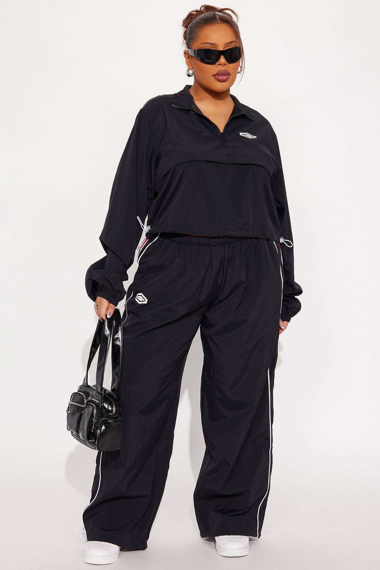Bella Windbreaker Pant Set - Black 