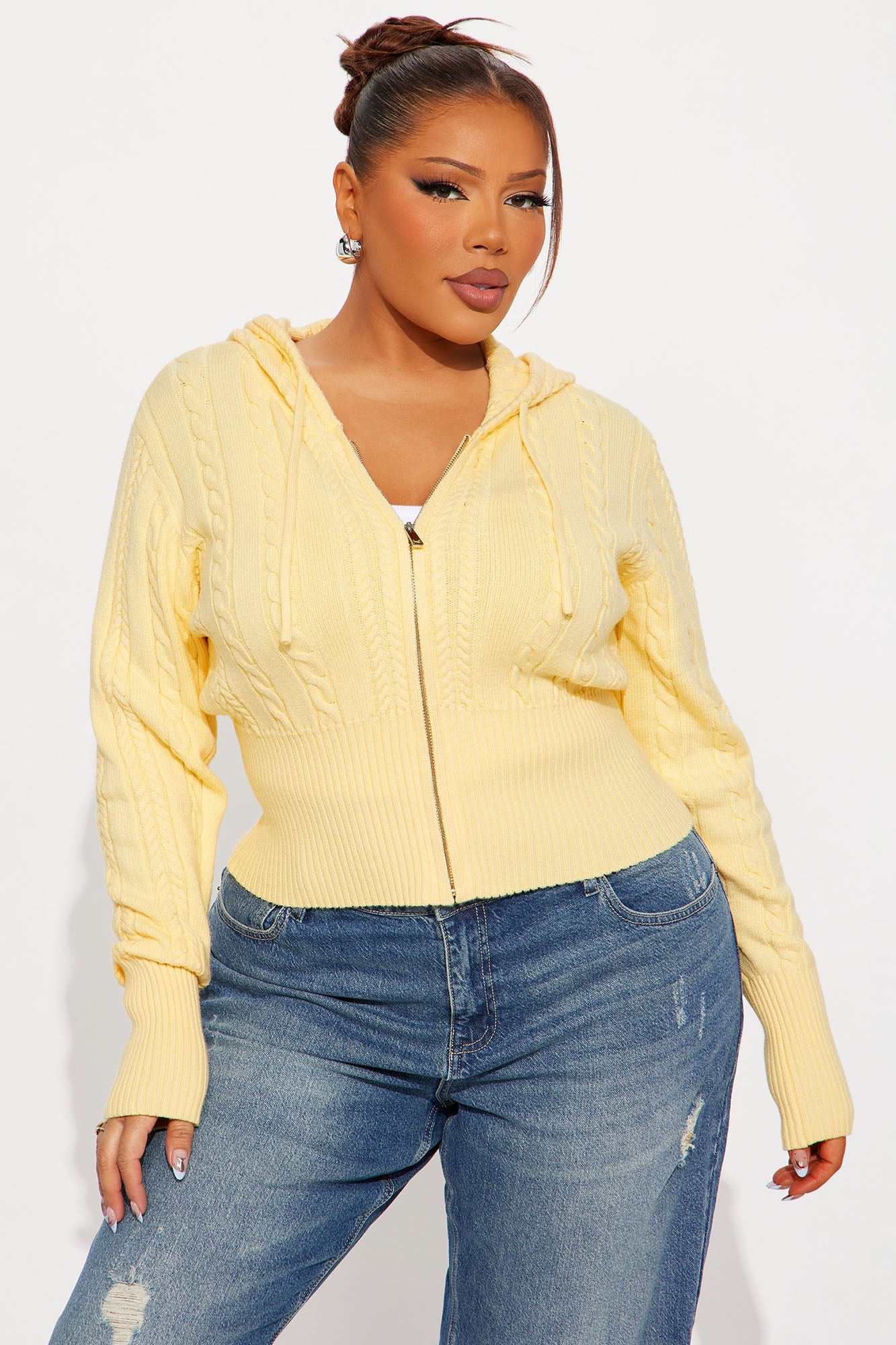 Everyday Thing Cable Knit Sweater - Yellow