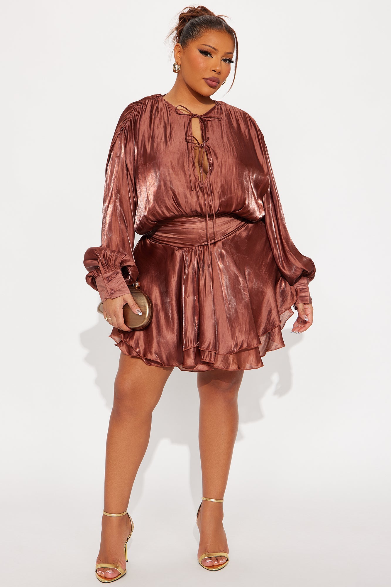 Binx Satin Mini Dress - Chocolate