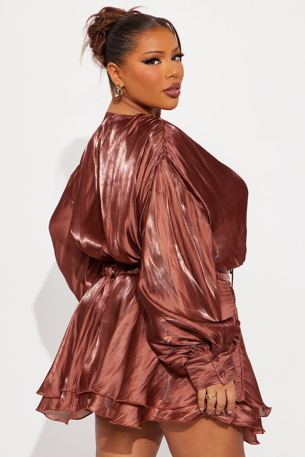 Binx Satin Mini Dress - Chocolate