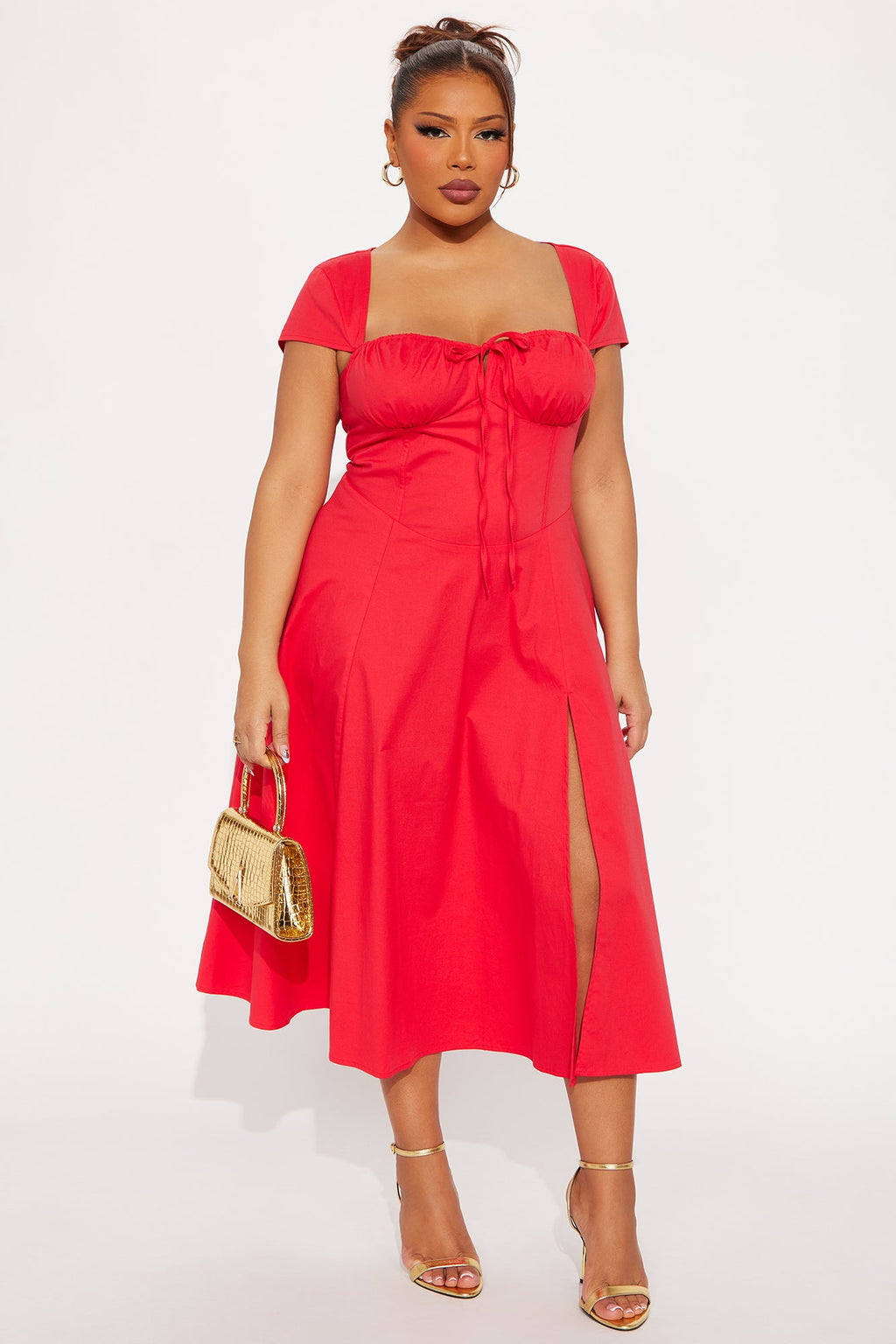 Juniper Cap Sleeve Midi Dress - Red