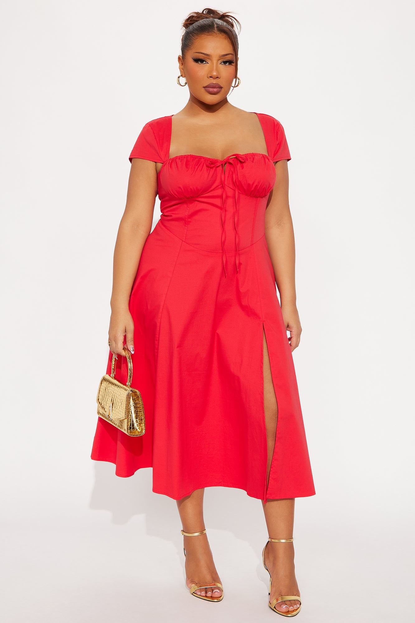 Juniper Cap Sleeve Midi Dress - Red