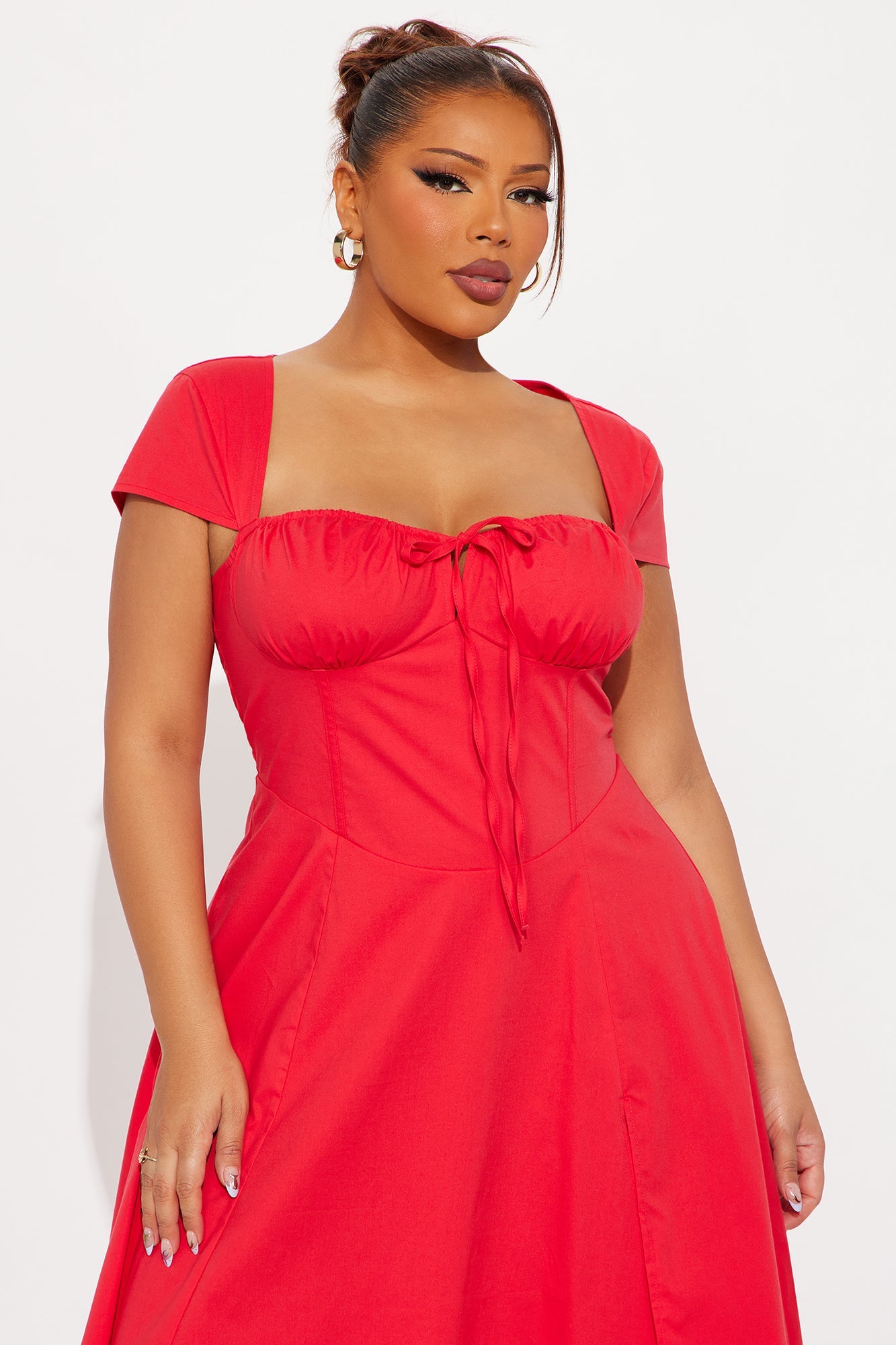 Juniper Cap Sleeve Midi Dress - Red