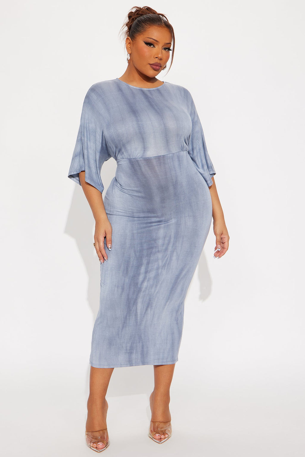 Crystal Tie Dye Midi Dress - Navy