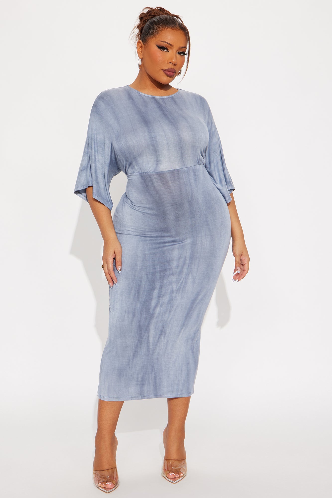 Crystal Tie Dye Midi Dress - Navy