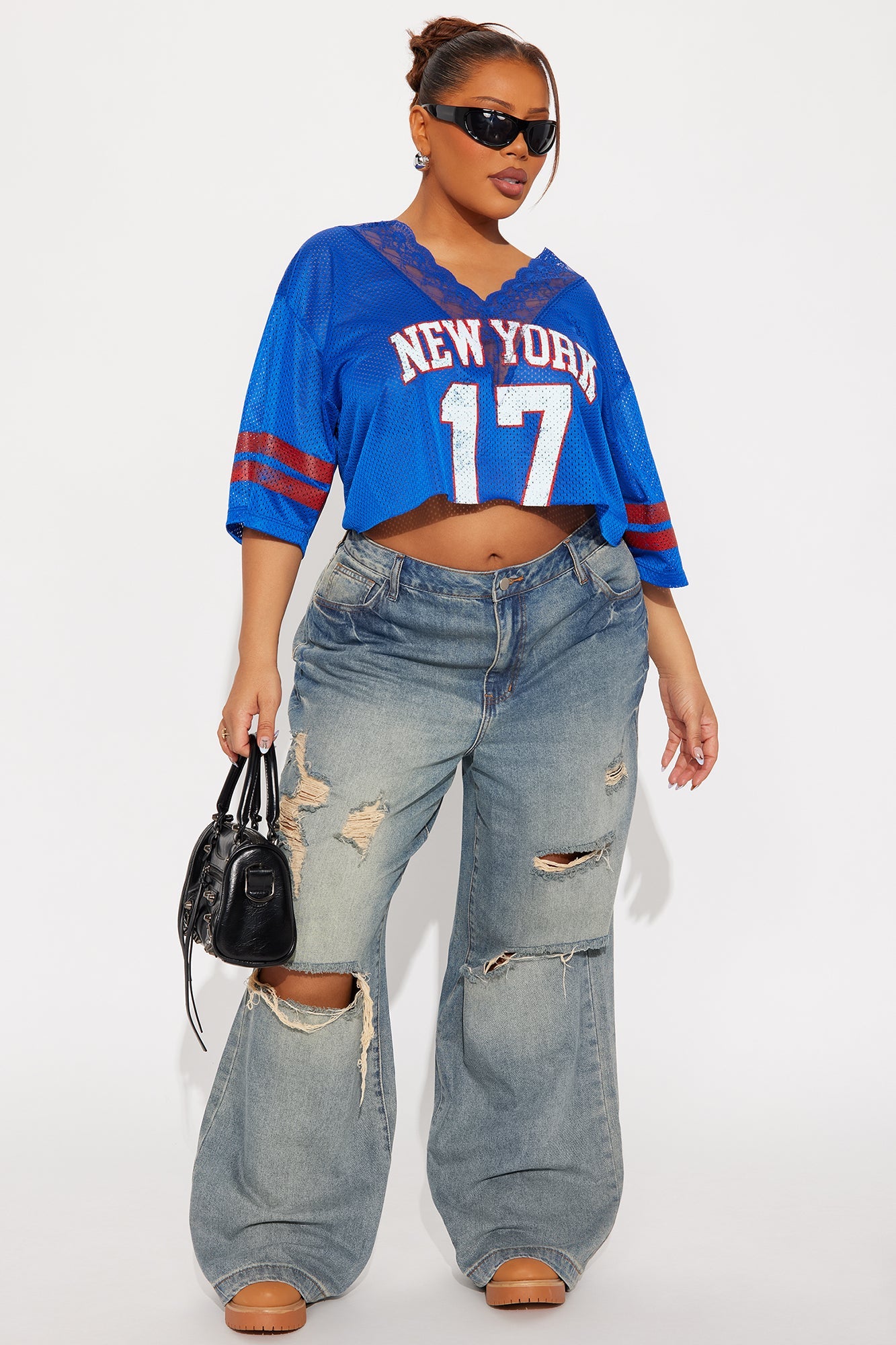 Sunset Avenue Ripped Wide Leg Jeans - Vintage Wash