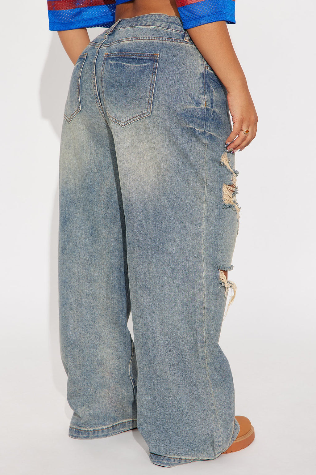 Sunset Avenue Ripped Wide Leg Jeans - Vintage Wash
