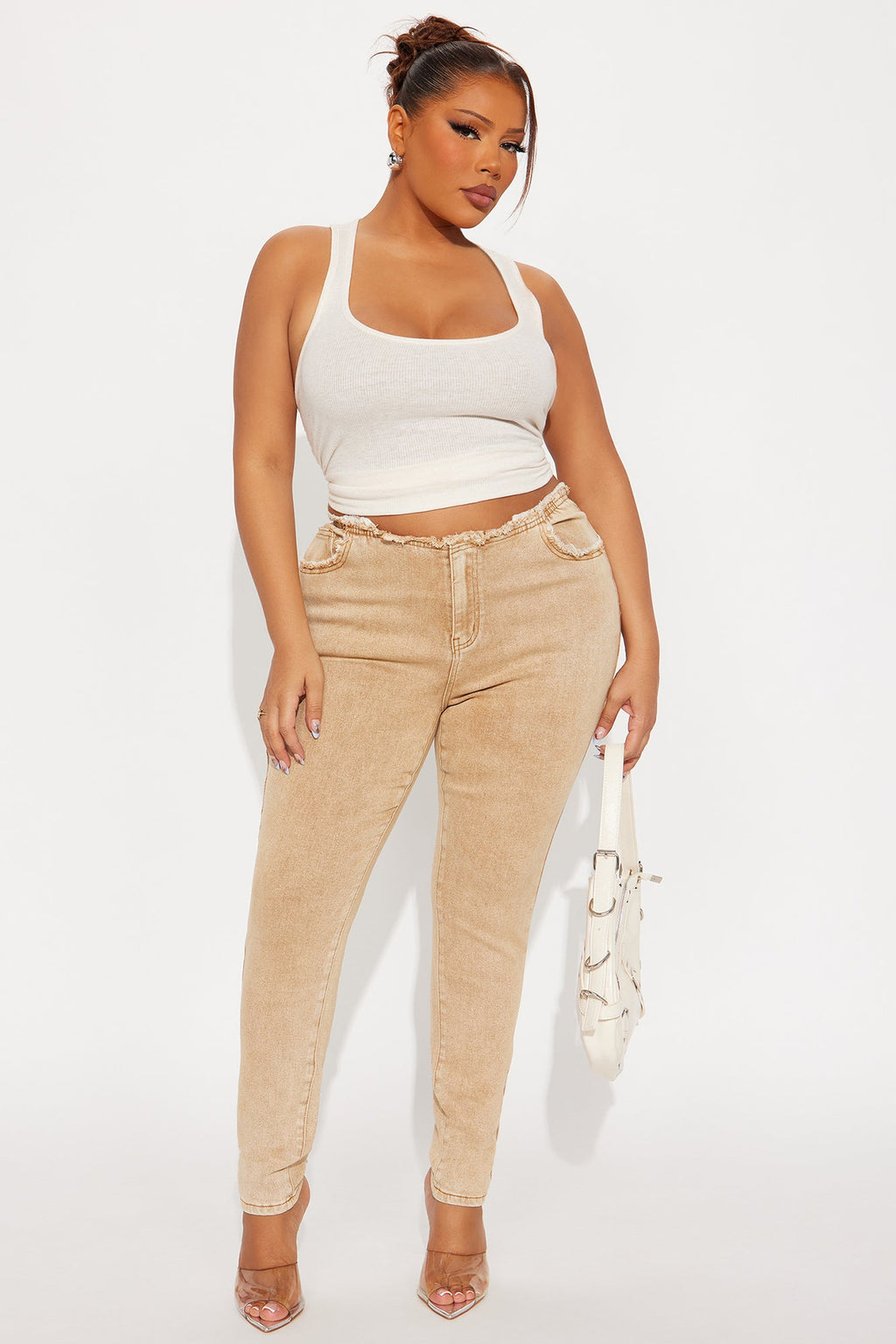 Highly Motivated Low Rise Skinny Jeans - Tan