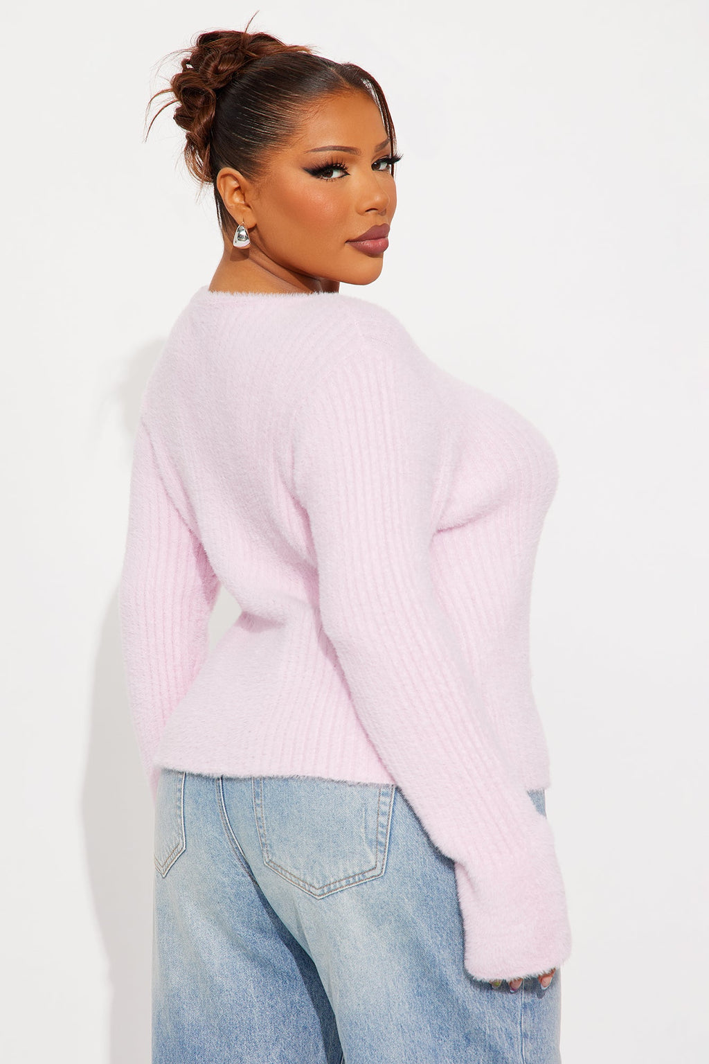 Estella Tie Front Bow Cardigan - Pink