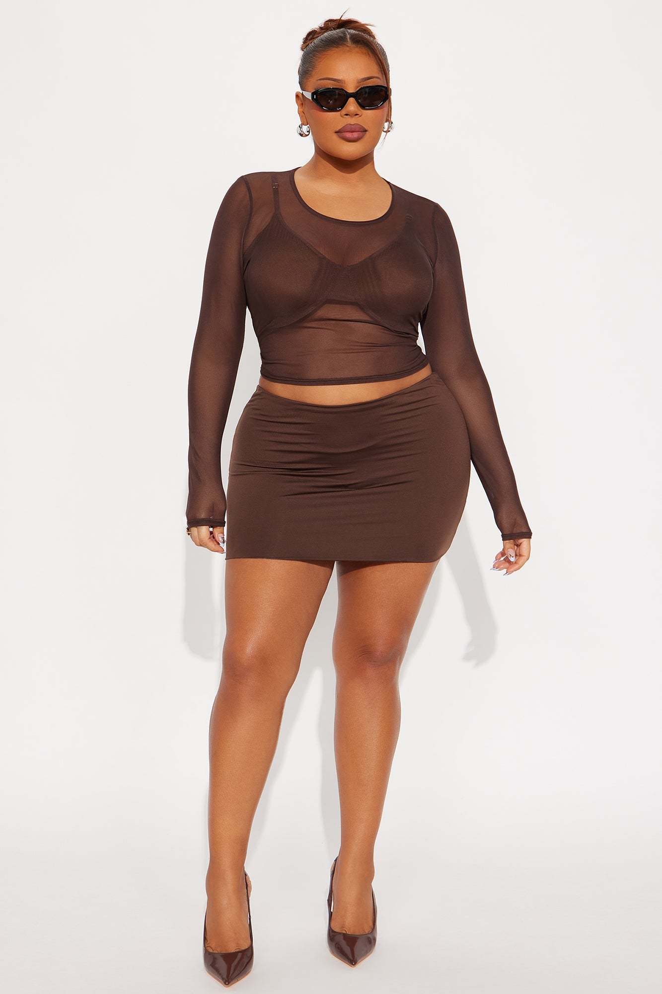 Monica Mesh Top - Chocolate