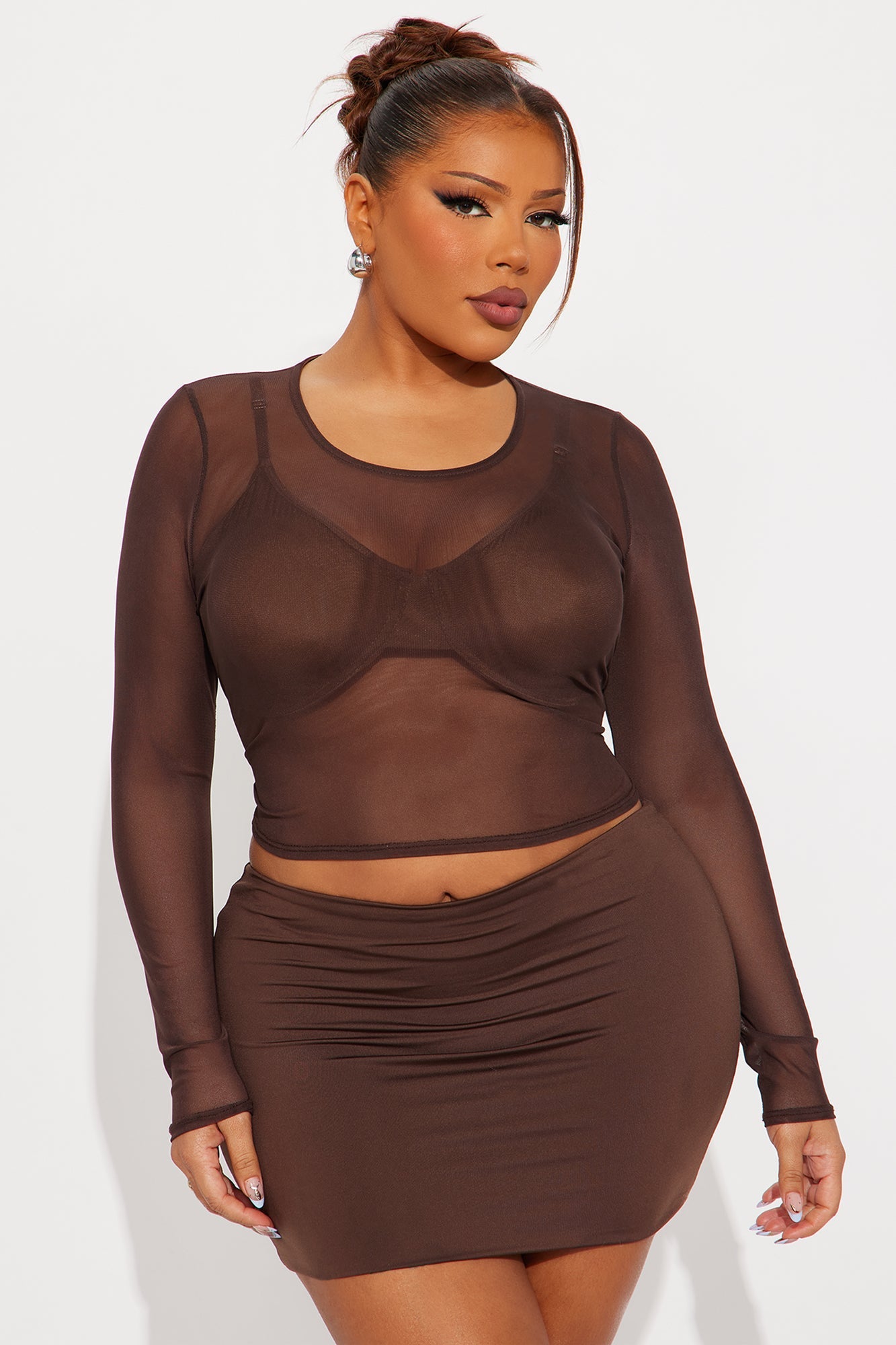 Monica Mesh Top - Chocolate