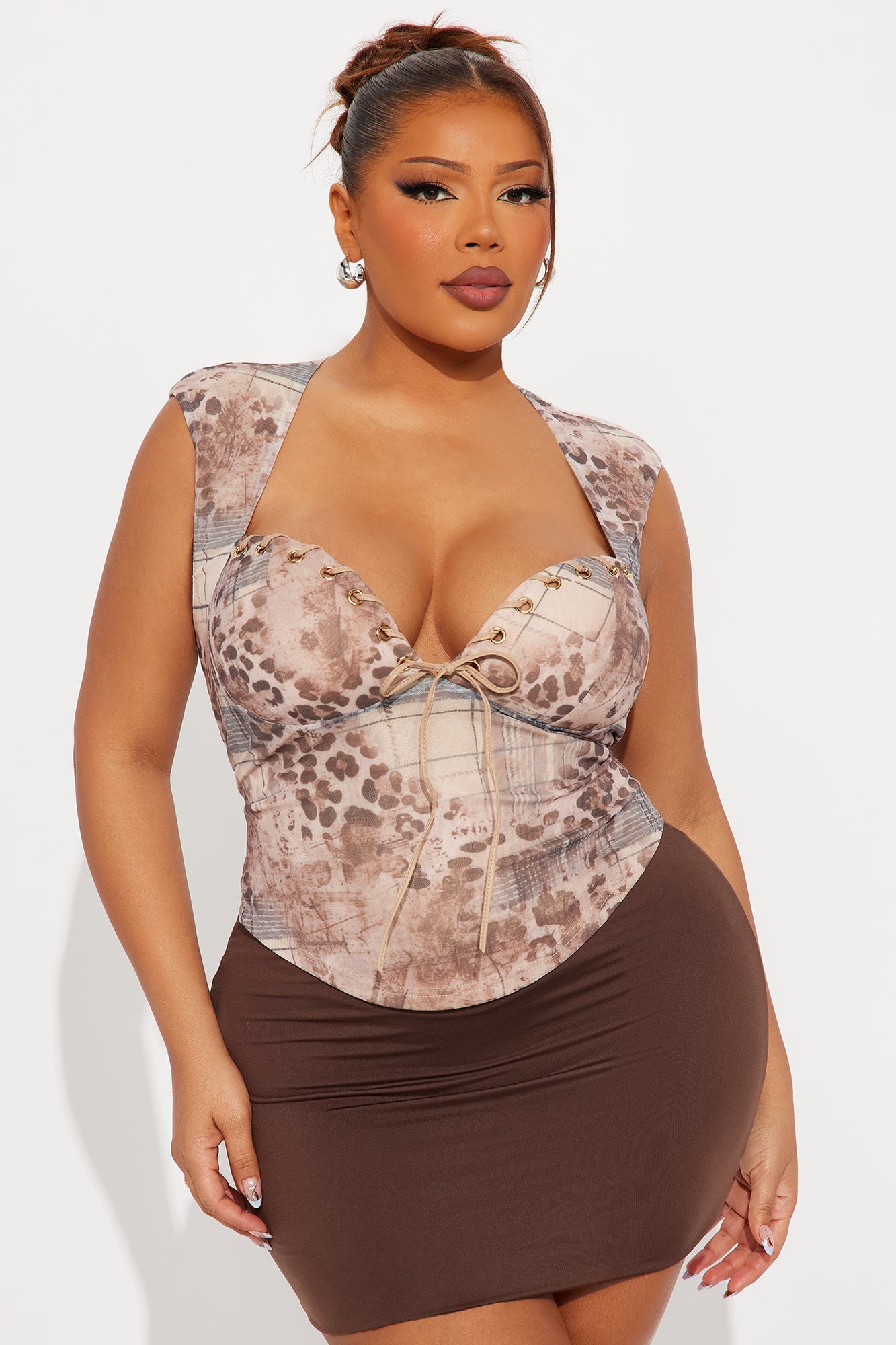 My Confession Mesh Corset Top - Leopard