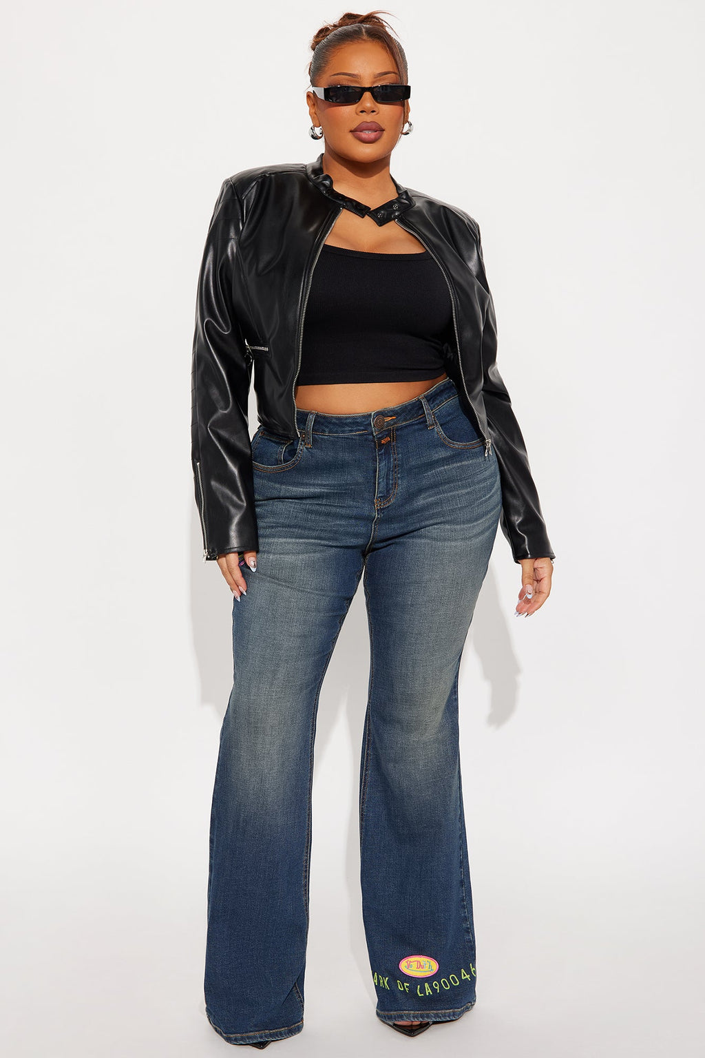 Von Dutch Tinted Low Rise Flare Jeans - Dark Wash