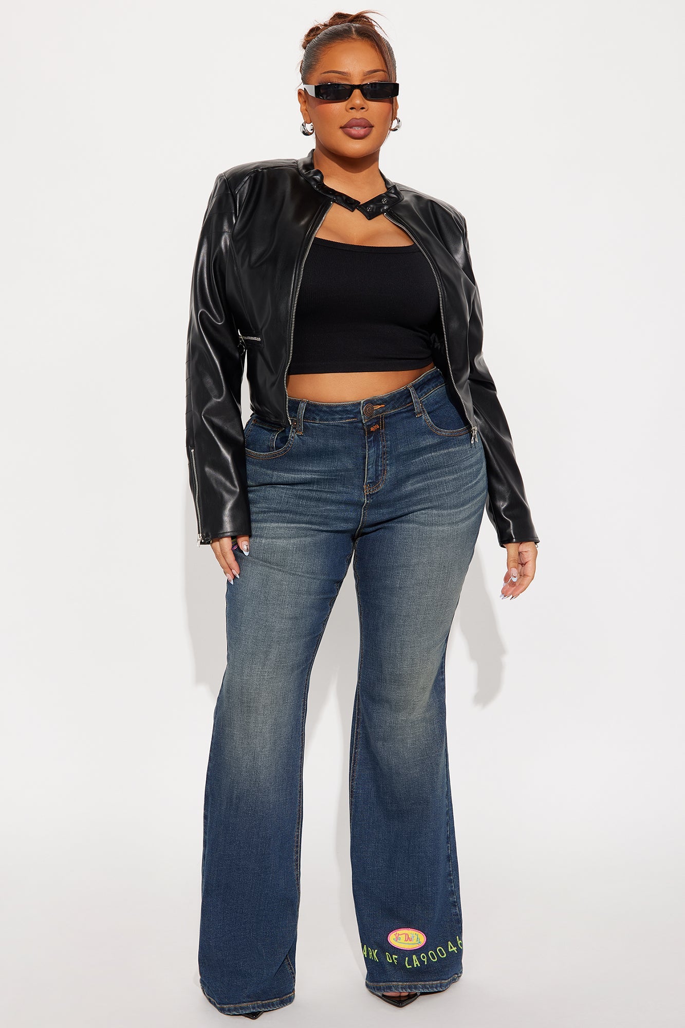 Von Dutch Tinted Low Rise Flare Jeans - Dark Wash
