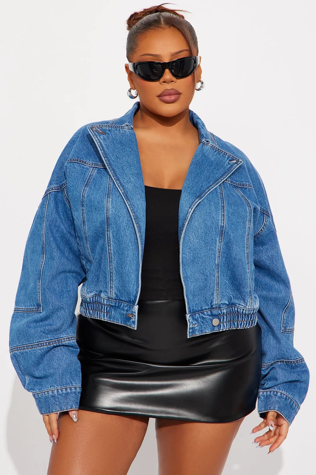 Ready To Ride Moto Bomber Denim Jacket - Dark Wash 