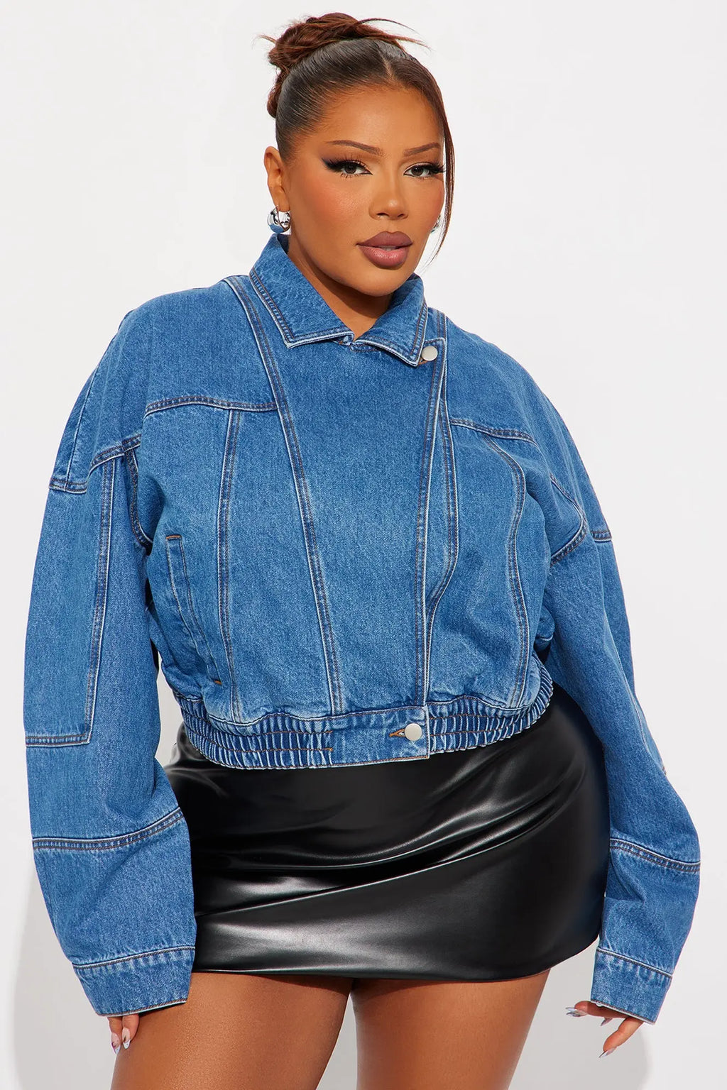 Ready To Ride Moto Bomber Denim Jacket - Dark Wash 