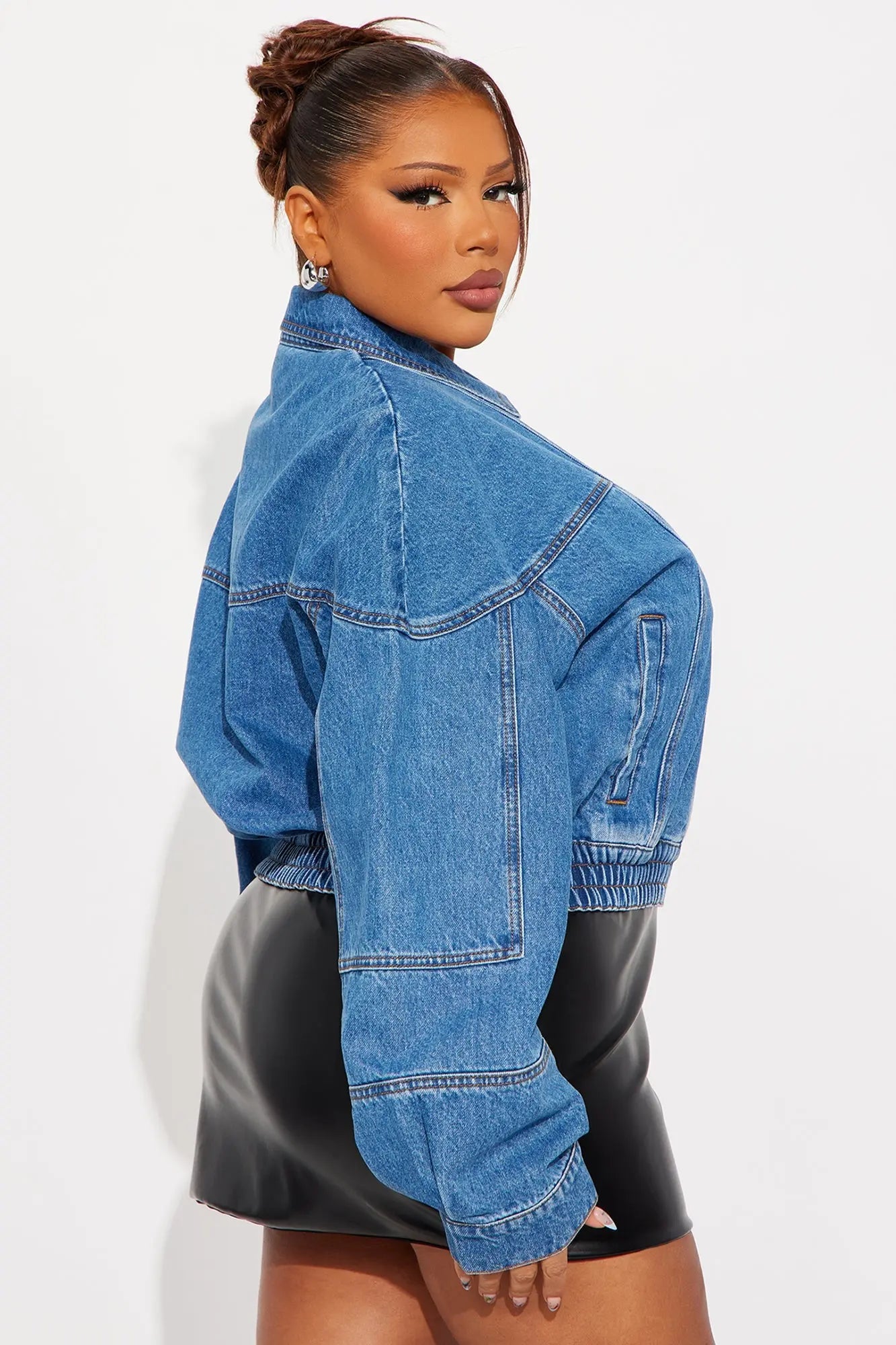 Ready To Ride Moto Bomber Denim Jacket - Dark Wash 