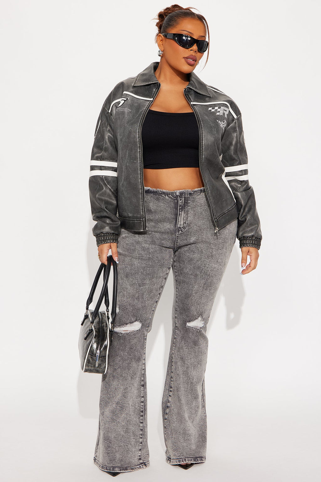 Highly Motivated Low Rise Flare Jeans - Dark Grey
