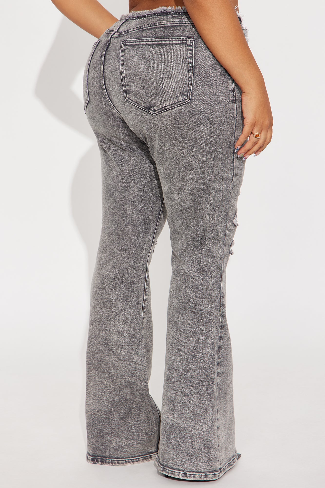 Highly Motivated Low Rise Flare Jeans - Dark Grey
