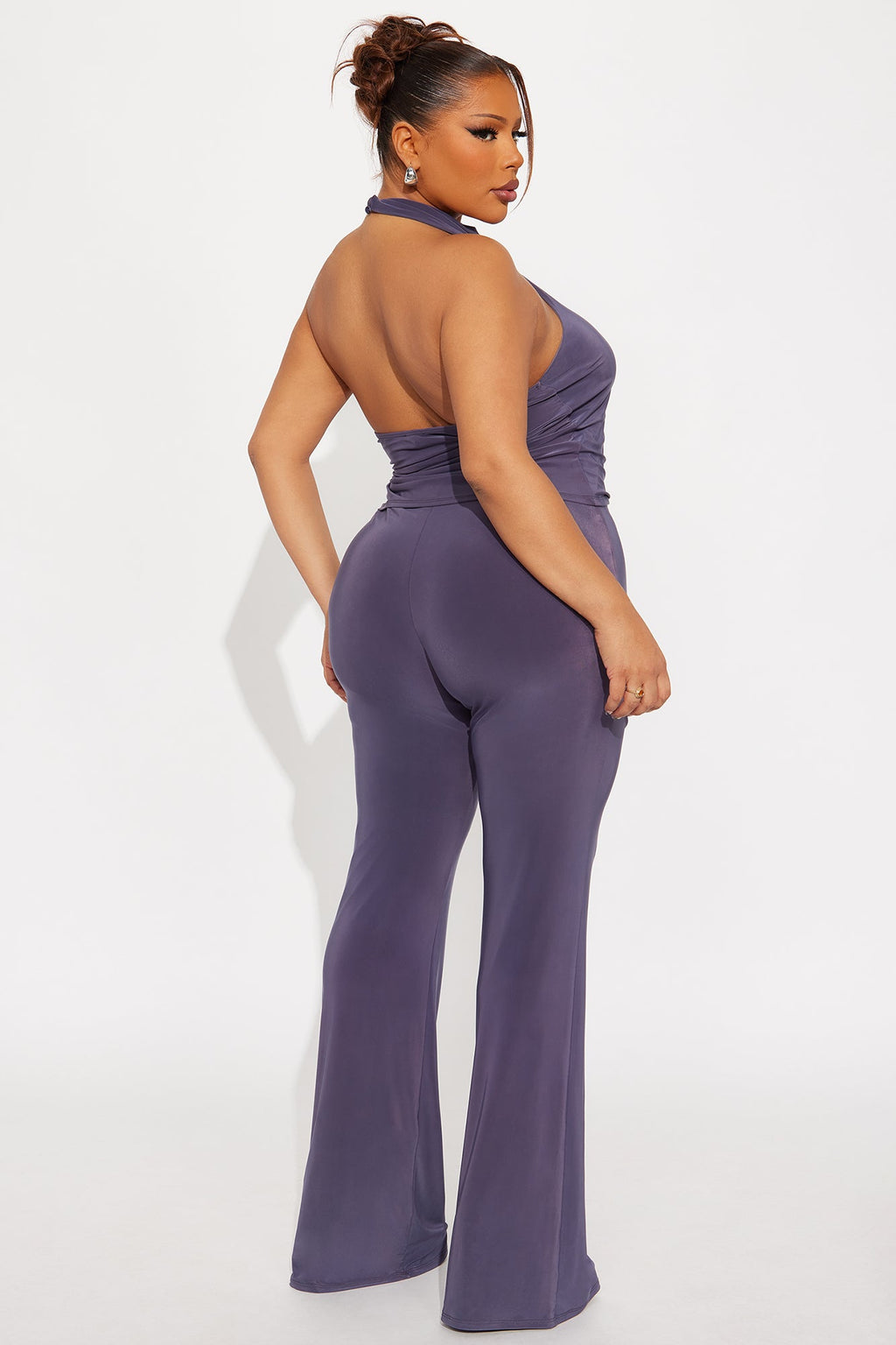 Shaya High Neck Cowl Pant Set - Charcoal