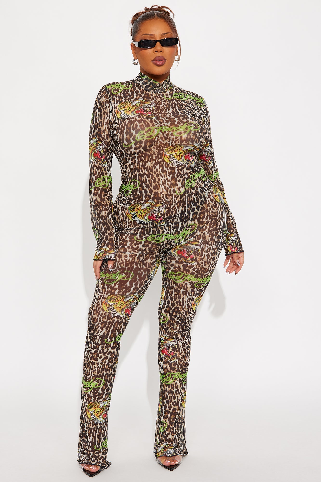 Ed Hardy Leopard Mesh Jumpsuit - Leopard
