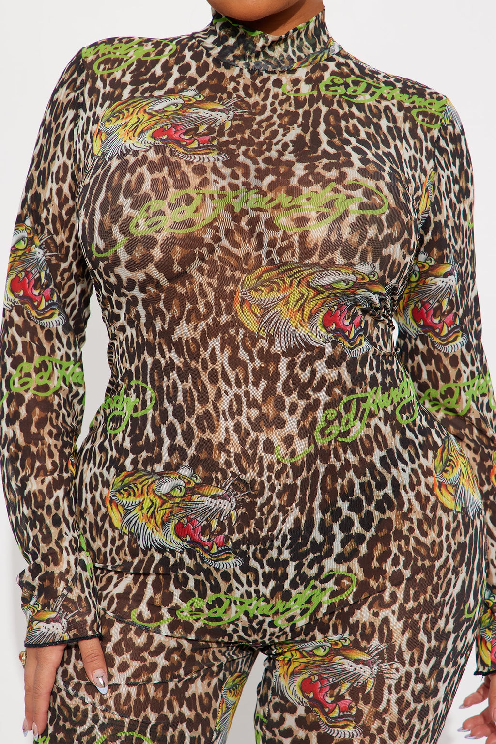 Ed Hardy Leopard Mesh Jumpsuit - Leopard