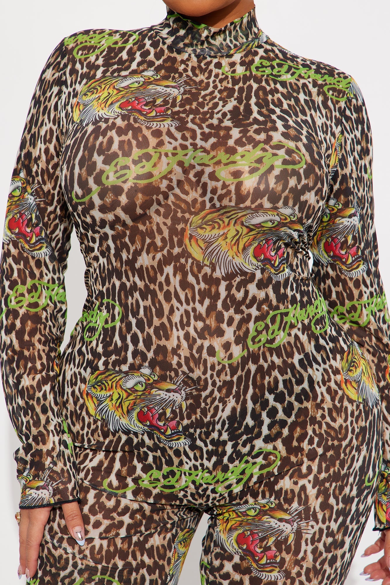 Ed Hardy Leopard Mesh Jumpsuit - Leopard