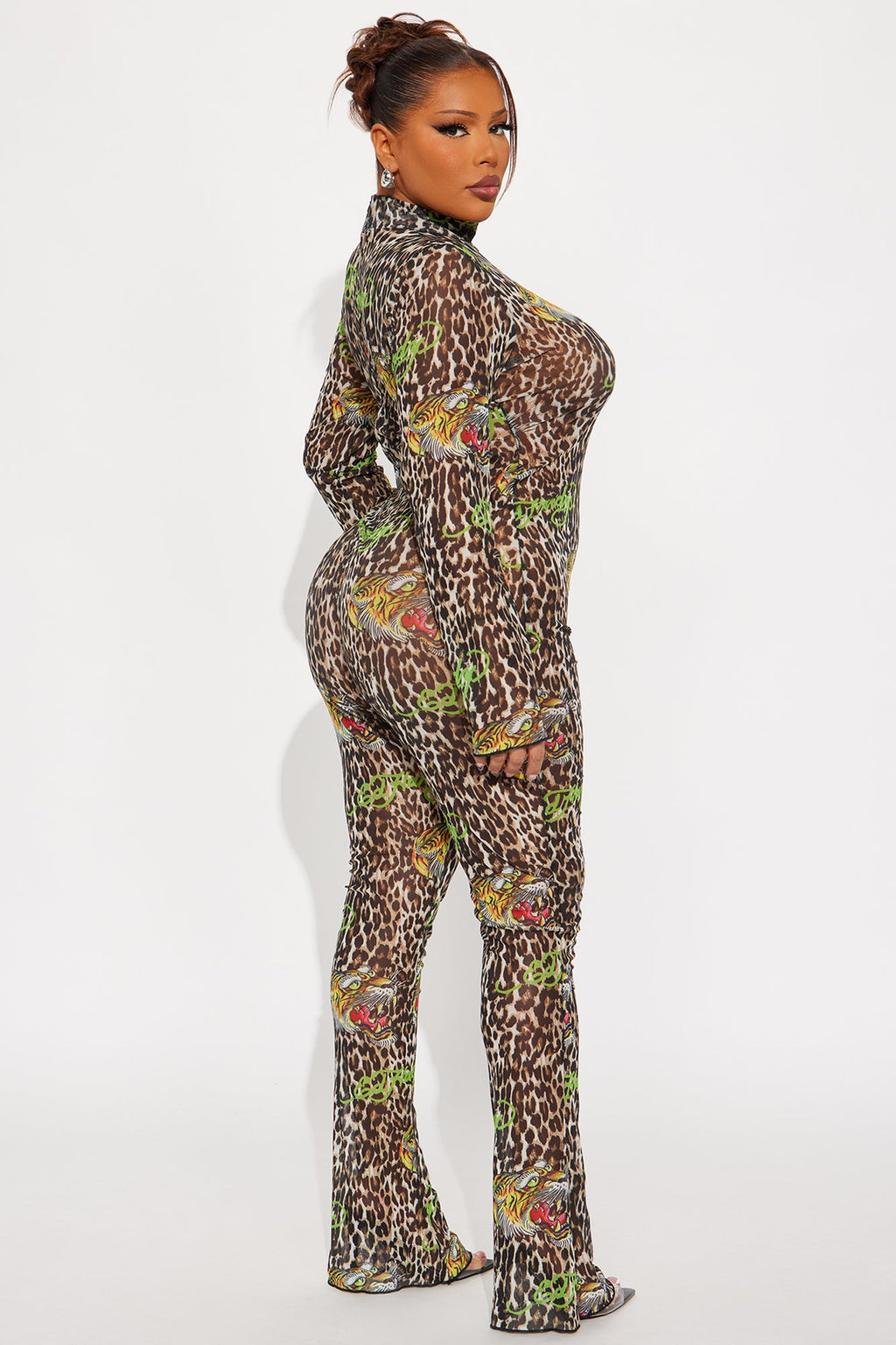 Ed Hardy Leopard Mesh Jumpsuit - Leopard