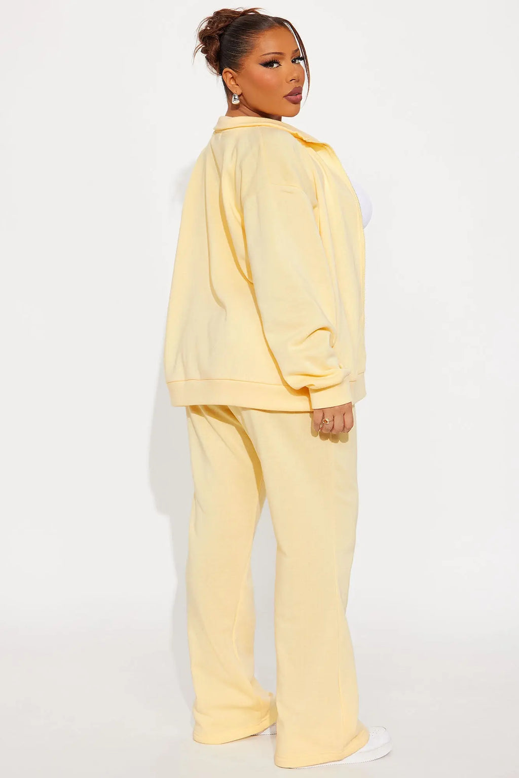 Demi Zip Up Fleece Pant Set - Butter Yellow 