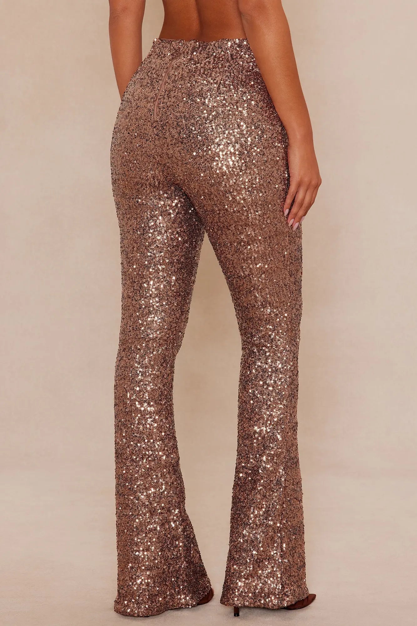 Azalea Sequin Flare Pant - Bronze 