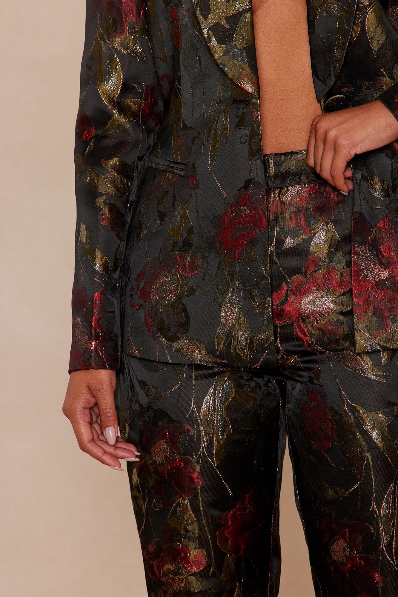 Charlotte Jacquard Blazer Pant Set - Black/combo