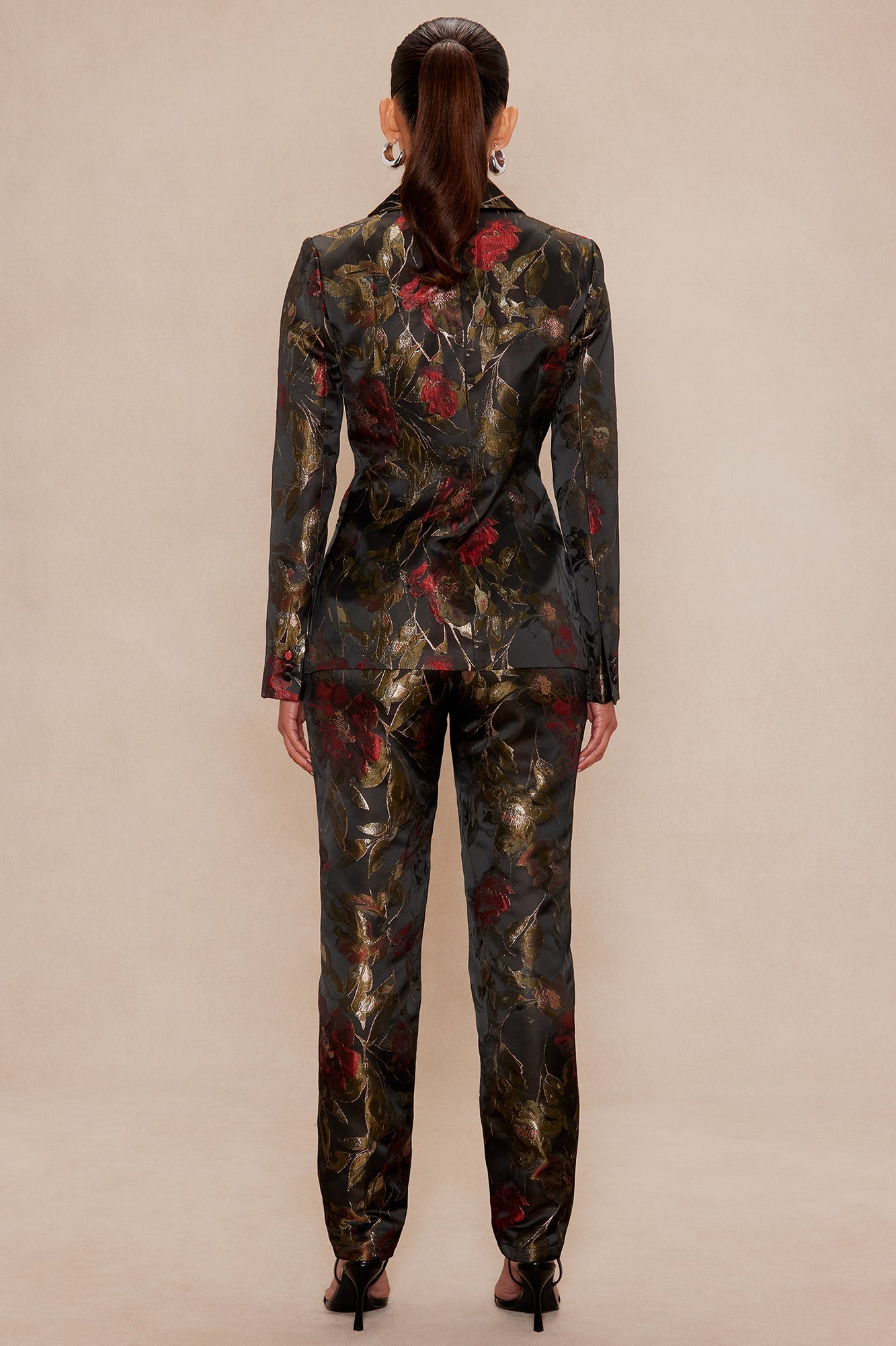 Charlotte Jacquard Blazer Pant Set - Black/combo