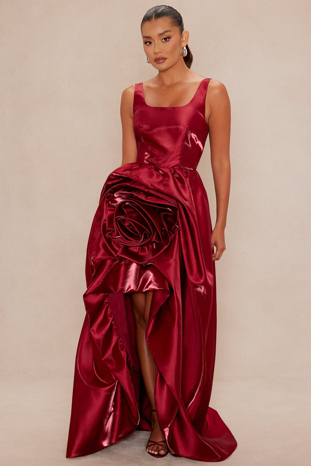 Ravenna Rosette Gown - Burgundy
