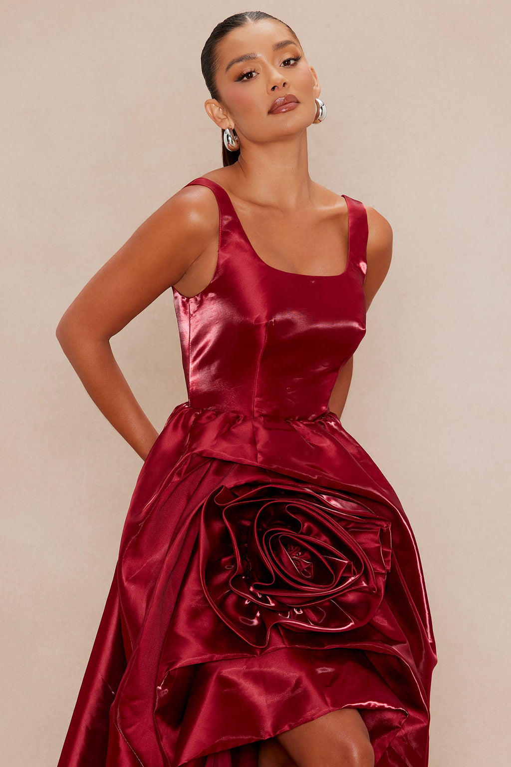 Ravenna Rosette Gown - Burgundy